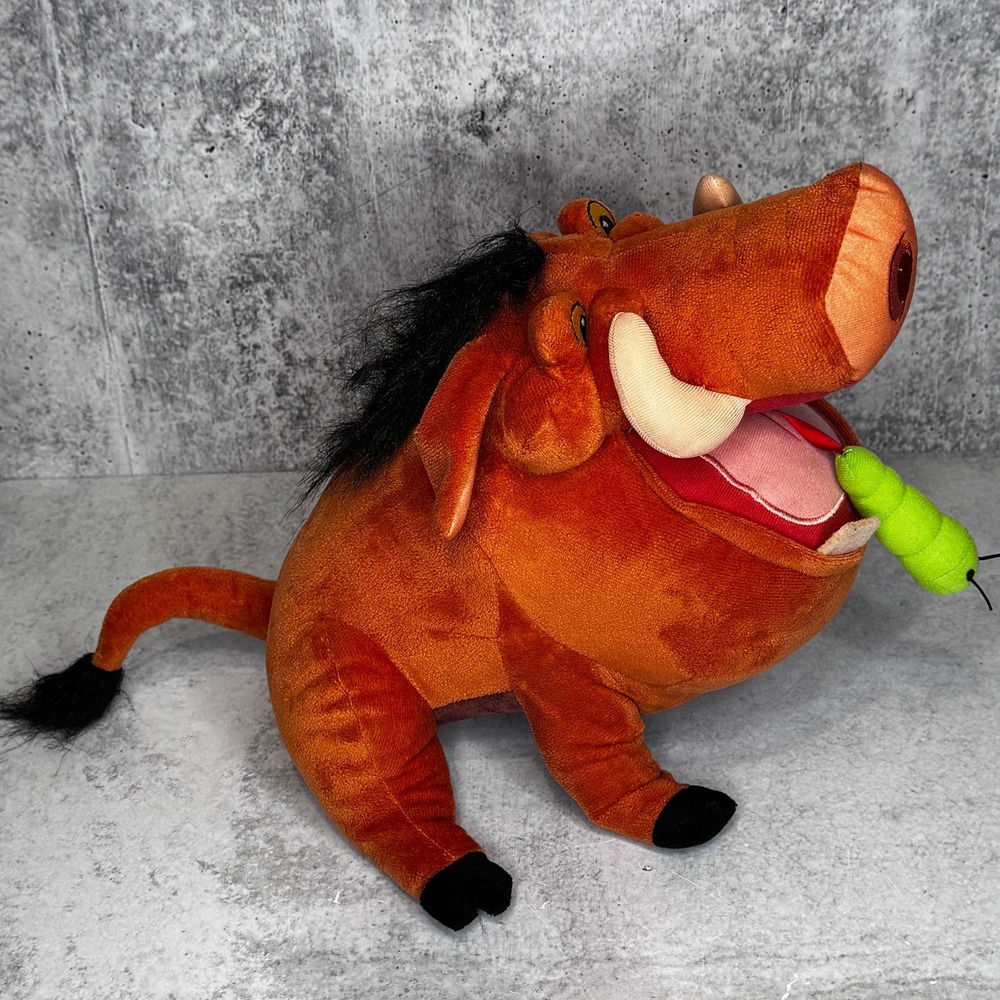 Disney Lion King Pumbaa Plush Toy Just Play Talking Warthog Green Grub 10 Inch - Picture 5 of 12